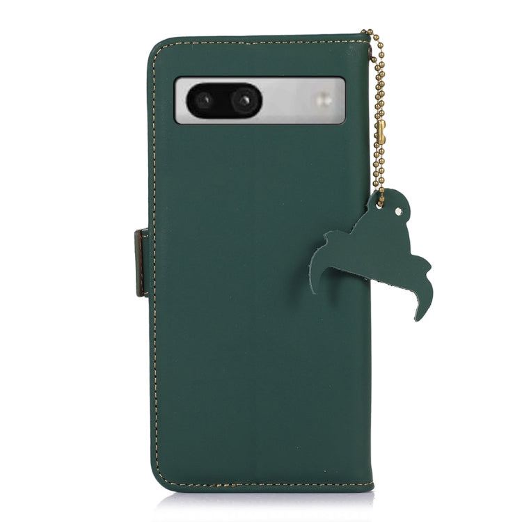 For Google Pixel 7a Genuine Leather Magnetic RFID Leather Phone Case(Green) - Google Cases by PMC TechLife | Online Shopping South Africa | PMC TechLife | Buy Now Pay Later Mobicred
