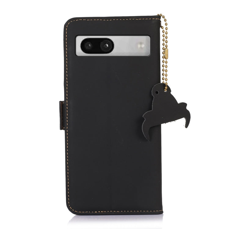 For Google Pixel 7a Genuine Leather Magnetic RFID Leather Phone Case(Black) - Google Cases by PMC TechLife | Online Shopping South Africa | PMC TechLife | Buy Now Pay Later Mobicred