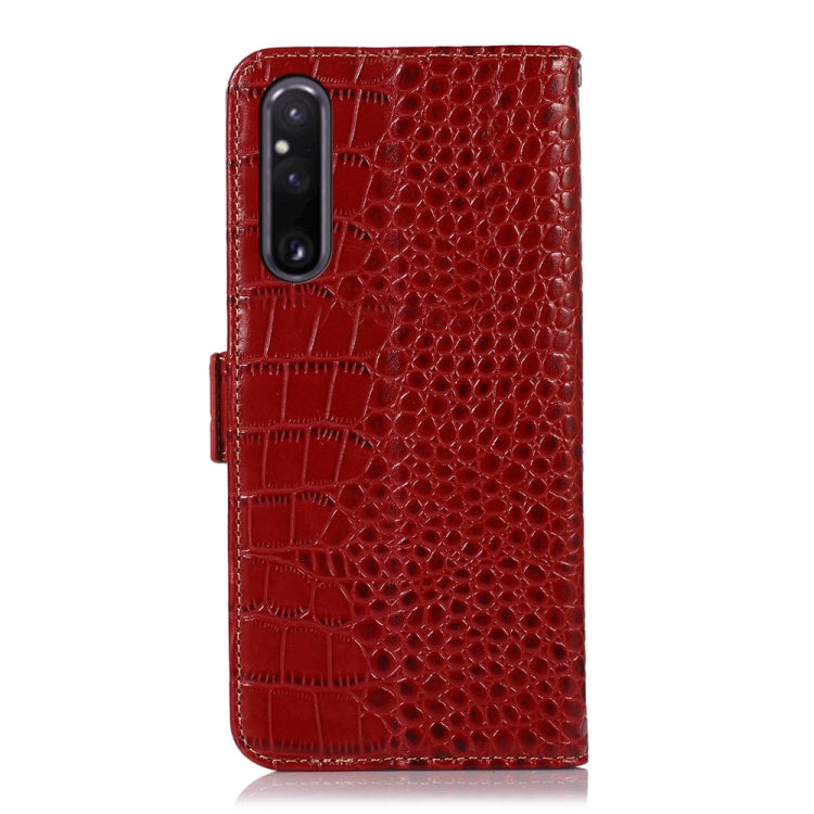 For Sony Xperia 1 V Crocodile Top Layer Cowhide Leather Phone Case(Red) - Sony Cases by PMC TechLife | Online Shopping South Africa | PMC TechLife | Buy Now Pay Later Mobicred