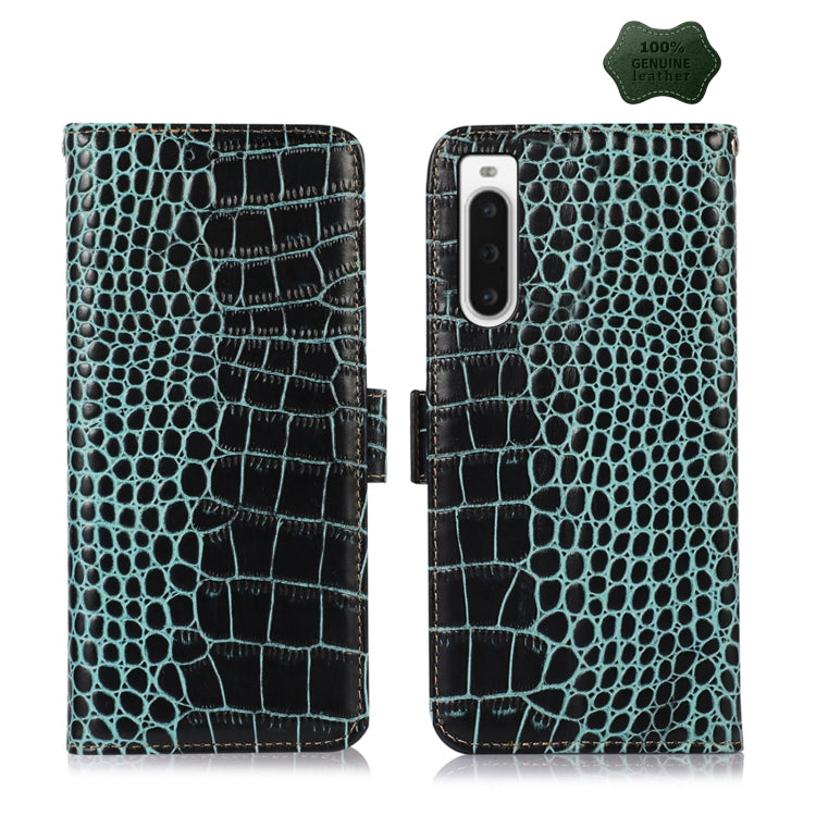 For Sony Xperia 10 V Crocodile Top Layer Cowhide Leather Phone Case(Green) - Sony Cases by PMC TechLife | Online Shopping South Africa | PMC TechLife | Buy Now Pay Later Mobicred