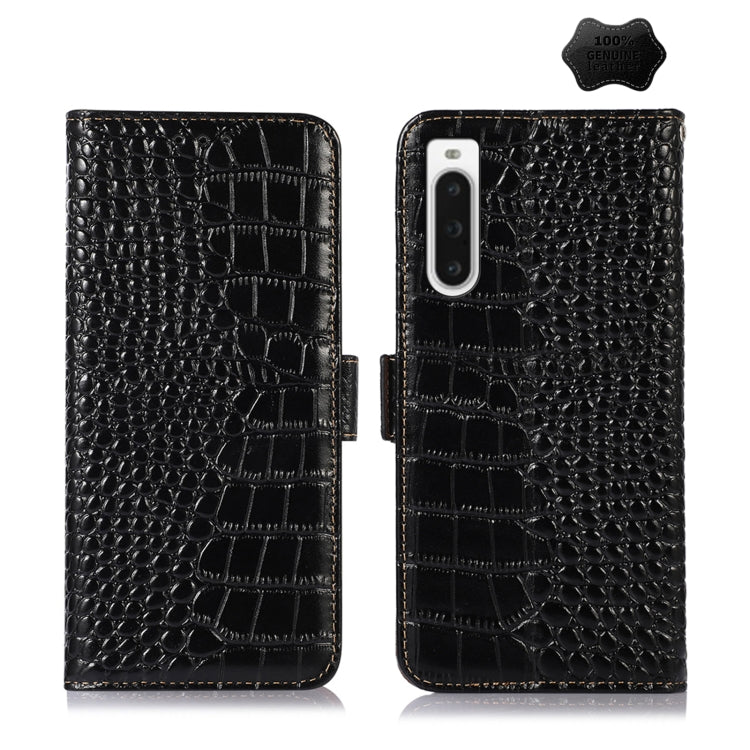 For Sony Xperia 10 V Crocodile Top Layer Cowhide Leather Phone Case(Black) - free shipping - PMC TechLife - Order now!