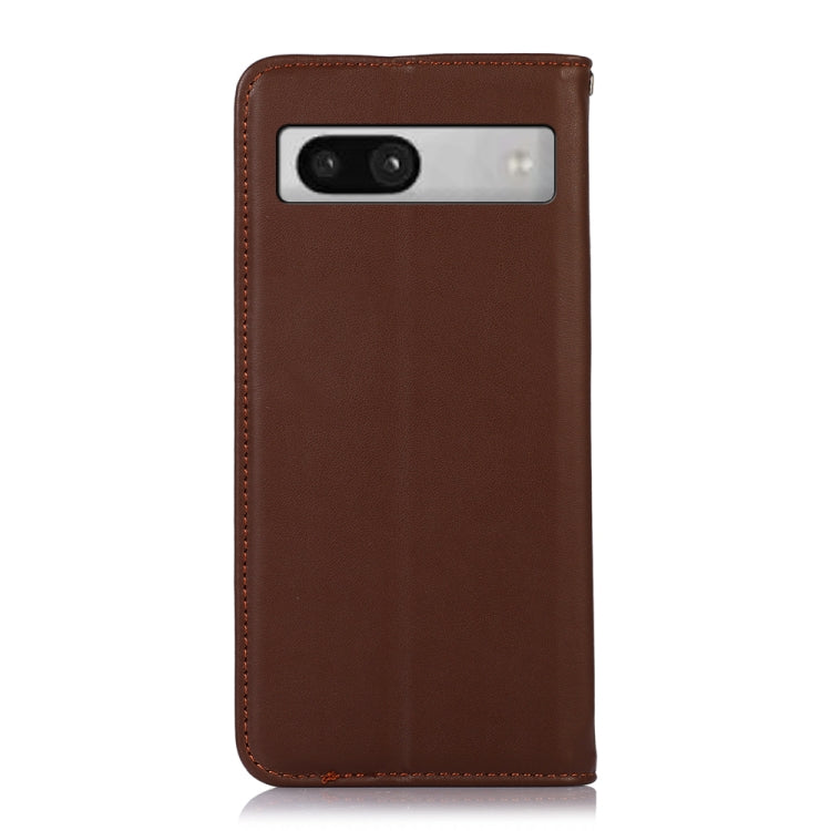For Google Pixel 7a KHAZNEH Nappa Top Layer Cowhide Leather Phone Case(Brown) - Google Cases by PMC TechLife | Online Shopping South Africa | PMC TechLife | Buy Now Pay Later Mobicred