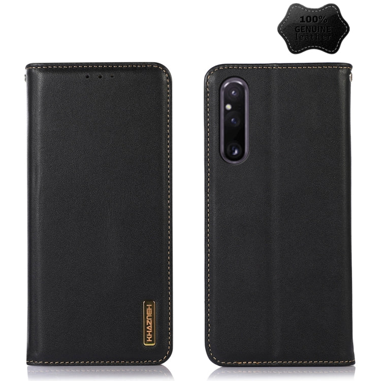 For Sony Xperia 1 V KHAZNEH Nappa Top Layer Cowhide Leather Phone Case(Black) - Sony Cases by PMC TechLife | Online Shopping South Africa | PMC TechLife | Buy Now Pay Later Mobicred