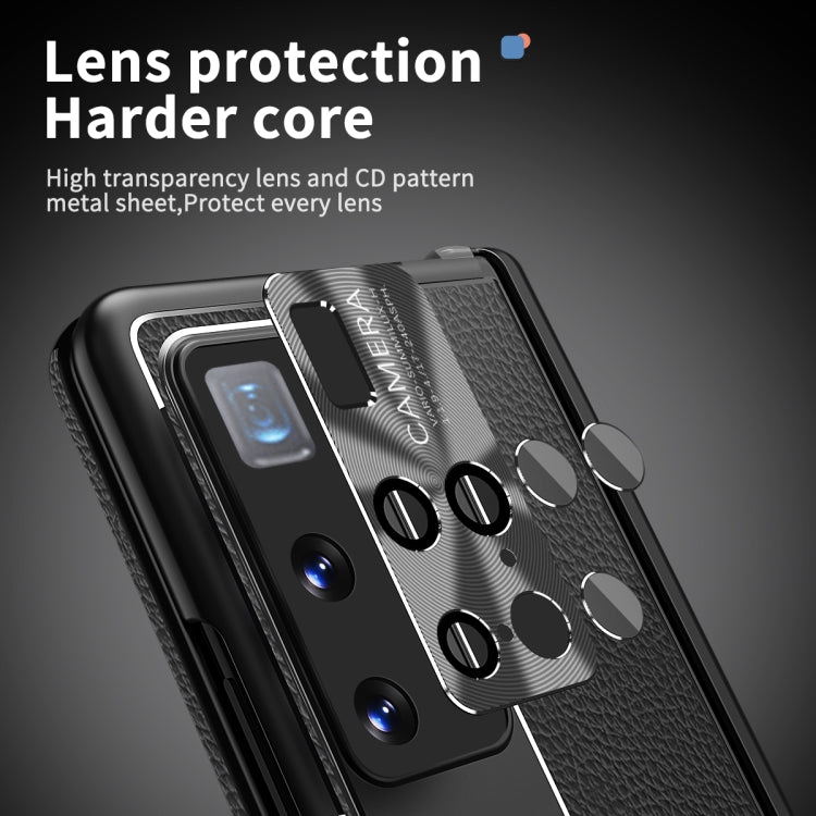 For Huawei Mate X2 Litchi Pattern Magnetic Shell Film Integrated Shockproof Phone Case(Black) - Huawei Cases by PMC TechLife | Online Shopping South Africa | PMC TechLife | Buy Now Pay Later Mobicred