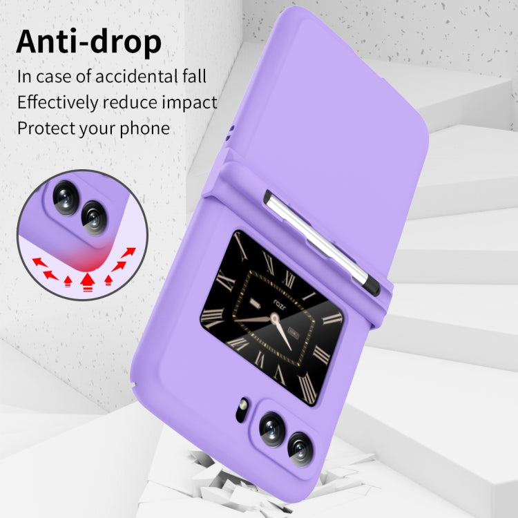 For Motorola Razr 2022 Macaron Three-piece Set Phone Case with Stylus(Purple) - Motorola Cases by PMC TechLife | Online Shopping South Africa | PMC TechLife | Buy Now Pay Later Mobicred