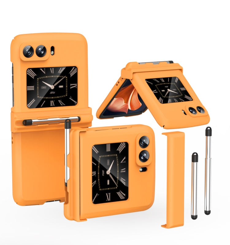 For Motorola Razr 2022 Macaron Three-piece Set Phone Case with Stylus(Orange) - Motorola Cases by PMC TechLife | Online Shopping South Africa | PMC TechLife | Buy Now Pay Later Mobicred