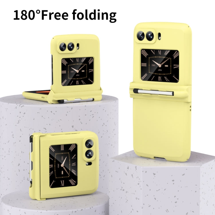 For Motorola Razr 2022 Macaron Three-piece Set Phone Case with Stylus(Yellow) - Motorola Cases by PMC TechLife | Online Shopping South Africa | PMC TechLife | Buy Now Pay Later Mobicred