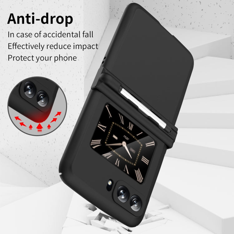 For Motorola Razr 2022 Macaron Three-piece Set Phone Case with Stylus(Black) - Motorola Cases by PMC TechLife | Online Shopping South Africa | PMC TechLife | Buy Now Pay Later Mobicred