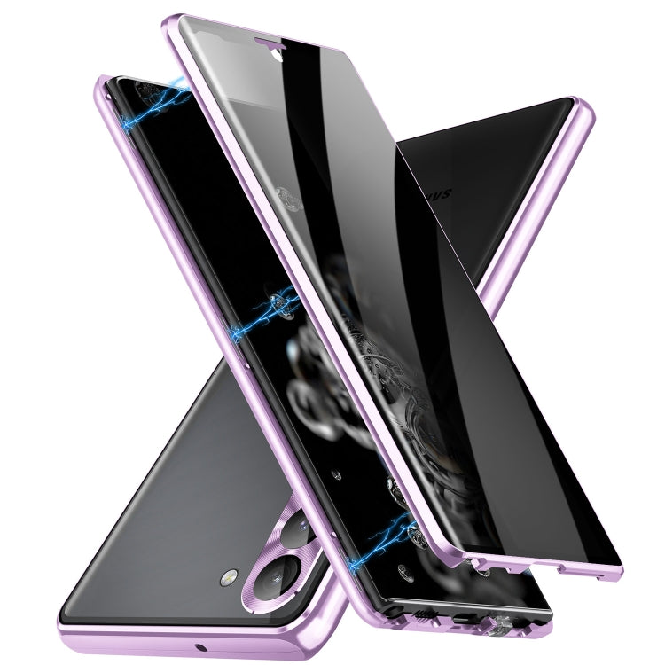 For Samsung Galaxy S23 5G Privacy Full Cover Magnetic Metal Tempered Glass Phone Case(Purple) - Galaxy S23 5G Cases by PMC TechLife | Online Shopping South Africa | PMC TechLife