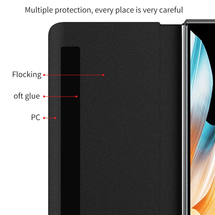 For Honor Magic Vs Side Window View Smart Lychee Texture Leather Phone Case with Pen Slot(Black) - Honor Cases by PMC TechLife | Online Shopping South Africa | PMC TechLife | Buy Now Pay Later Mobicred