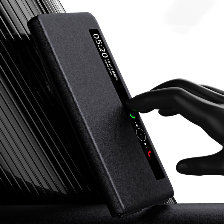 For Honor Magic Vs Side Window View Smart Lychee Texture Leather Phone Case with Pen Slot(Pink) - Honor Cases by PMC TechLife | Online Shopping South Africa | PMC TechLife | Buy Now Pay Later Mobicred