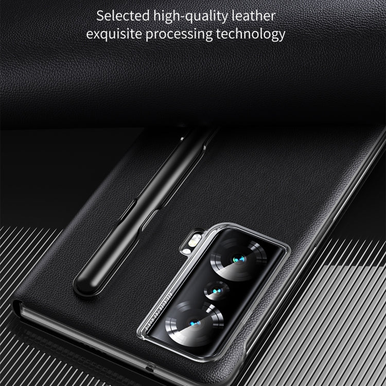 For Honor Magic Vs Side Window View Smart Lychee Texture Leather Phone Case with Pen Slot(Green) - Honor Cases by PMC TechLife | Online Shopping South Africa | PMC TechLife | Buy Now Pay Later Mobicred