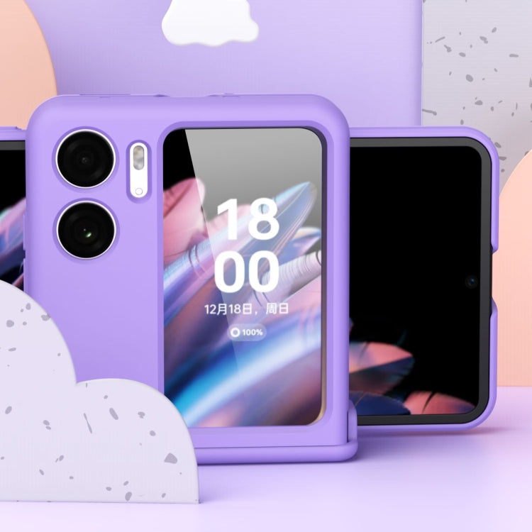 For OPPO Find N2 Flip Macaron Magnetic Ring Three-piece Phone Case with Protective Film(Transparent) - Find N2 Flip Cases by PMC TechLife | Online Shopping South Africa | PMC TechLife