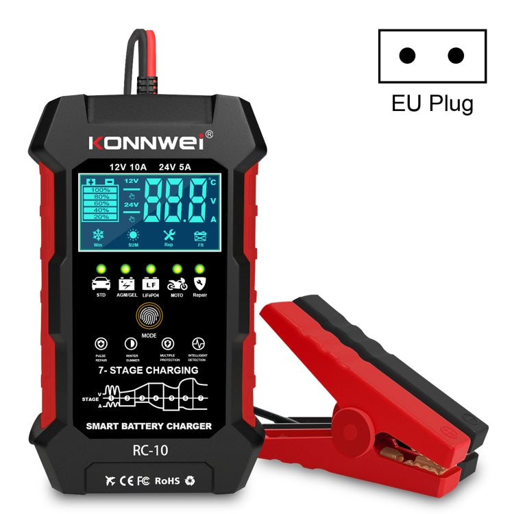 KONNWEI RC-10 2 inch Car Battery Charger Battery Pulse Repair Tool, Plug Type:EU Plug - free shipping - PMC TechLife - Order now!