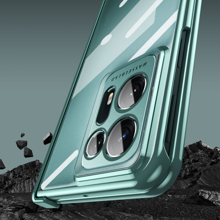 For OPPO Find N2 Integrated Electroplating Magnetic Transparent All-inclusive Phone Case with Hinge(Green) - OPPO Cases by PMC TechLife | Online Shopping South Africa | PMC TechLife