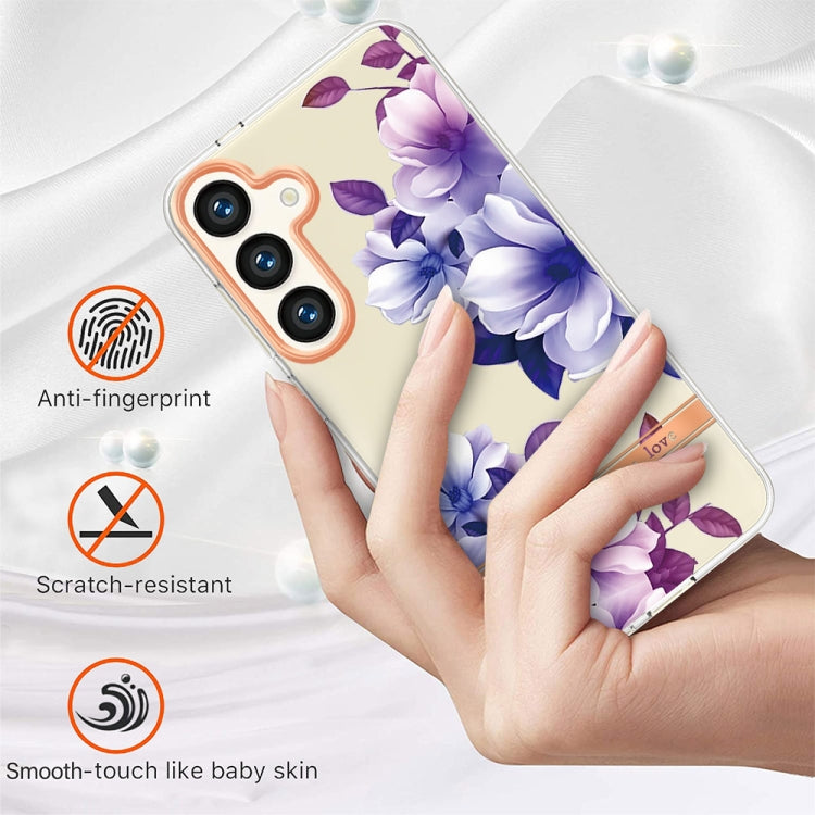 For Samsung Galaxy S24+ 5G Flowers and Plants Series IMD TPU Phone Case(Purple Begonia) - Galaxy S24+ 5G Cases by PMC TechLife | Online Shopping South Africa | PMC TechLife