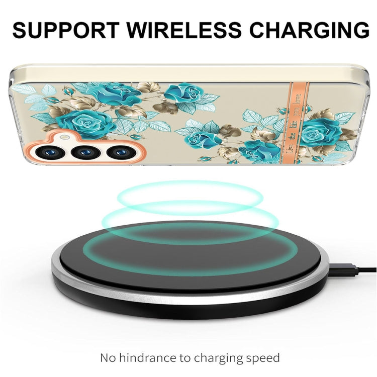 For Samsung Galaxy S24+ 5G Flowers and Plants Series IMD TPU Phone Case(Blue Rose) - Galaxy S24+ 5G Cases by PMC TechLife | Online Shopping South Africa | PMC TechLife