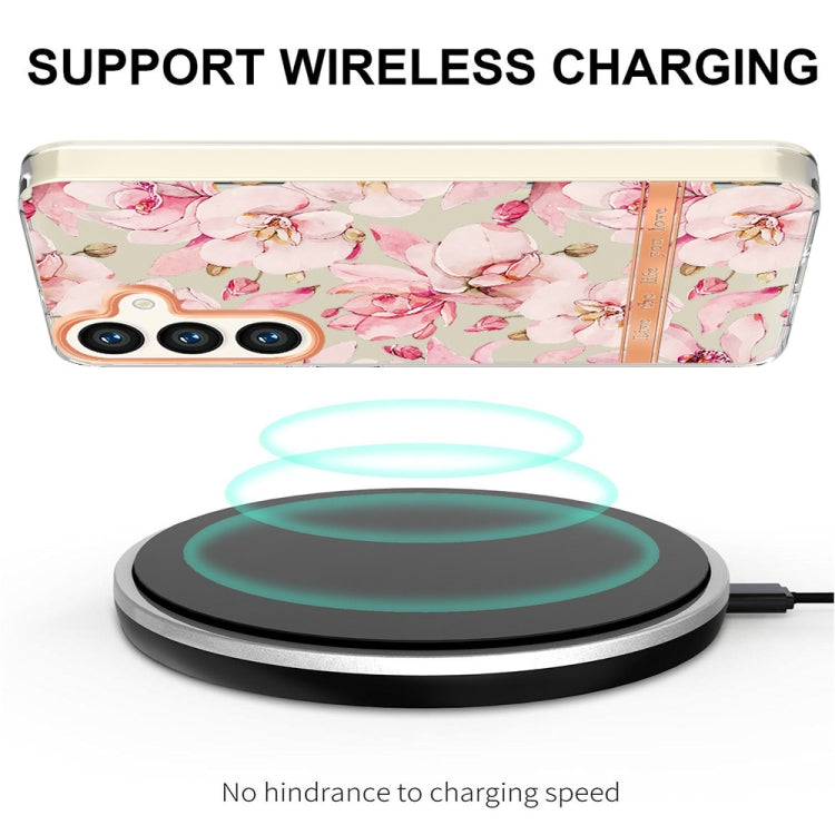 For Samsung Galaxy S24 5G Flowers and Plants Series IMD TPU Phone Case(Pink Gardenia) - Galaxy S24 5G Cases by PMC TechLife | Online Shopping South Africa | PMC TechLife