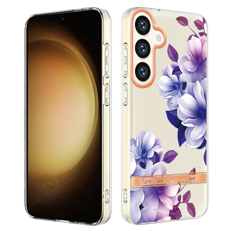 For Samsung Galaxy S24 5G Flowers and Plants Series IMD TPU Phone Case(Purple Begonia) - Galaxy S24 5G Cases by PMC TechLife | Online Shopping South Africa | PMC TechLife
