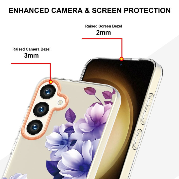 For Samsung Galaxy S24 5G Flowers and Plants Series IMD TPU Phone Case(Purple Begonia) - Galaxy S24 5G Cases by PMC TechLife | Online Shopping South Africa | PMC TechLife