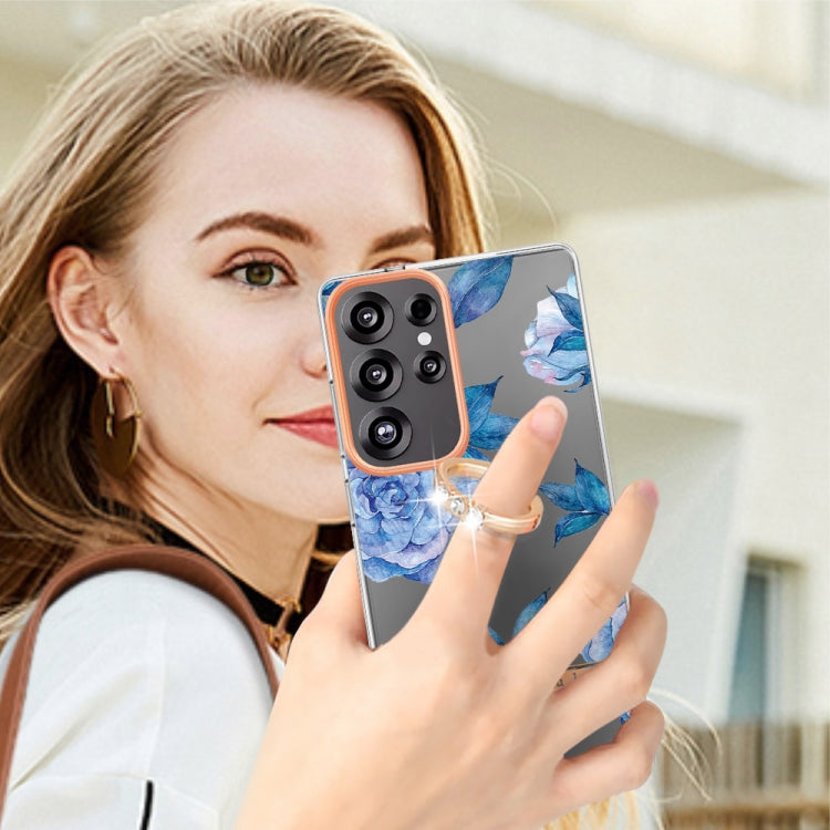 For Samsung Galaxy S25 Ultra 5G Flowers and Plants Series IMD TPU Phone Case with Ring Holder(Orchid Peony) - Galaxy S25 Ultra 5G Cases by PMC TechLife | Online Shopping South Africa | PMC TechLife | Buy Now Pay Later Mobicred