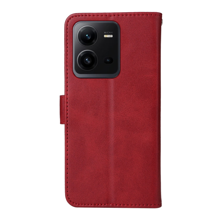 For vivo V25 5G/V25e 4G/X80 Lite Classic Calf Texture Flip Leather Phone Case(Red) - vivo Cases by PMC TechLife | Online Shopping South Africa | PMC TechLife