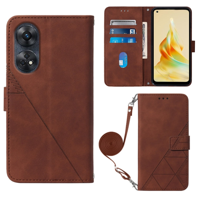 For OPPO  Reno 8T 4G Global Crossbody 3D Embossed Flip Leather Phone Case(Brown) - OPPO Cases by PMC TechLife | Online Shopping South Africa | PMC TechLife | Buy Now Pay Later Mobicred