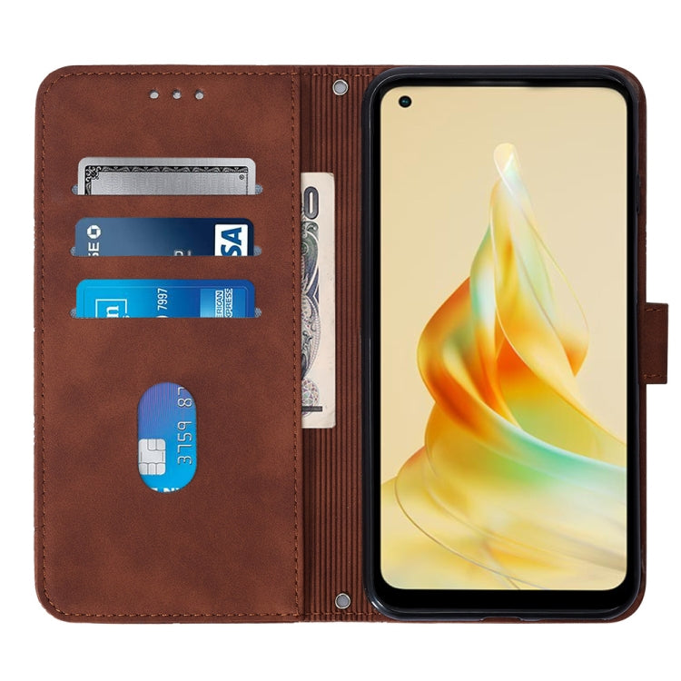 For OPPO  Reno 8T 4G Global Crossbody 3D Embossed Flip Leather Phone Case(Brown) - OPPO Cases by PMC TechLife | Online Shopping South Africa | PMC TechLife | Buy Now Pay Later Mobicred