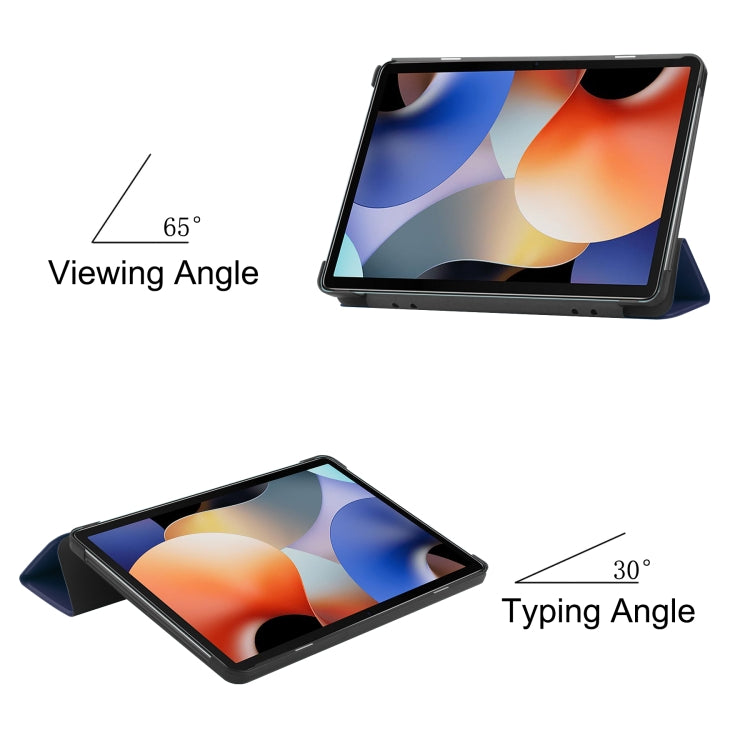 For Blackview Oscal Pad 10 Custer Pure Color 3-Fold Holder Smart Leather Tablet Case(Dark Blue) - Others by PMC TechLife | Online Shopping South Africa | PMC TechLife | Buy Now Pay Later Mobicred
