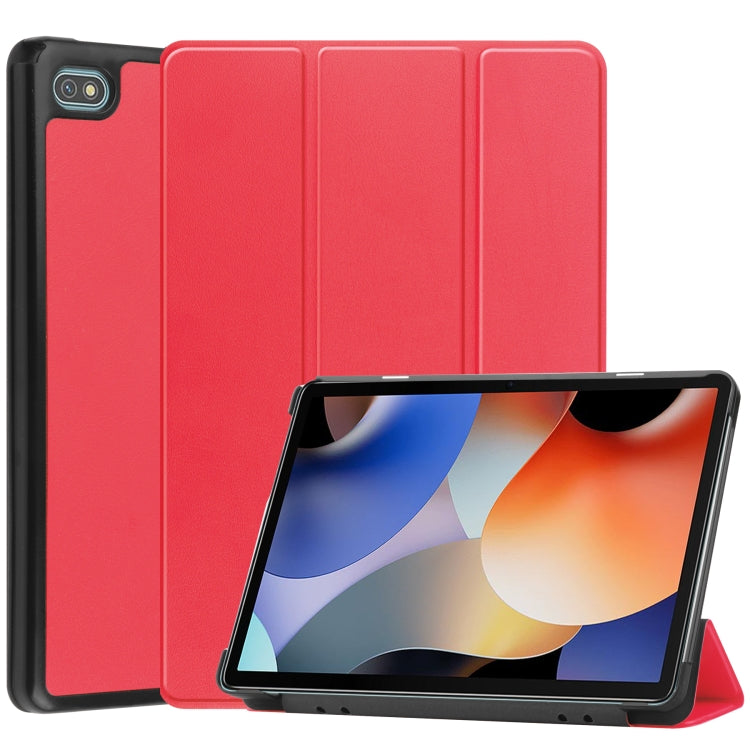 For Blackview Oscal Pad 10 Custer Pure Color 3-Fold Holder Smart Leather Tablet Case(Red) - free shipping - PMC TechLife - Order now!