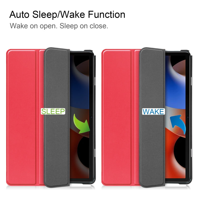 For Blackview Oscal Pad 10 Custer Pure Color 3-Fold Holder Smart Leather Tablet Case(Red) - free shipping - PMC TechLife - Order now!