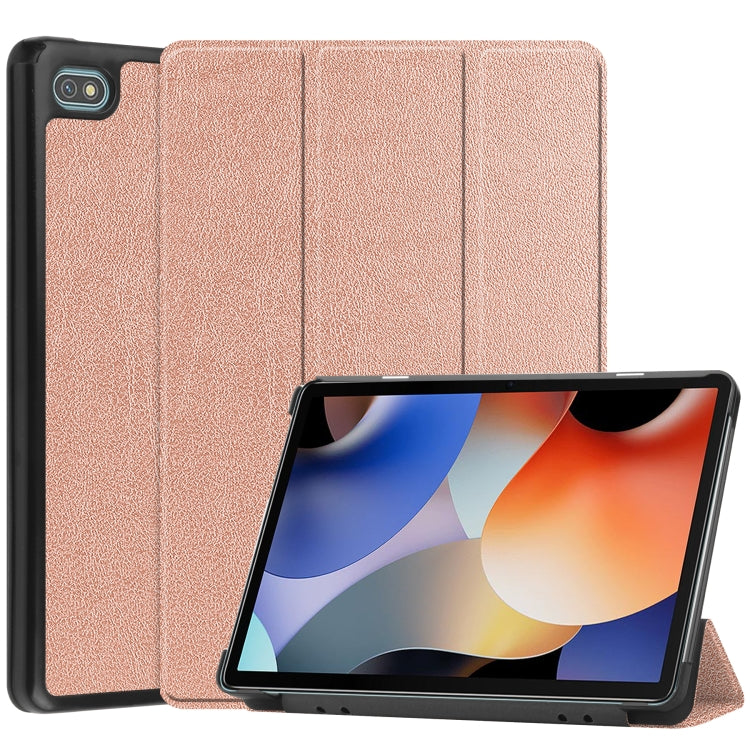 For Blackview Oscal Pad 10 Custer Pure Color 3-Fold Holder Smart Leather Tablet Case(Rose Gold) - Others by PMC TechLife | Online Shopping South Africa | PMC TechLife | Buy Now Pay Later Mobicred
