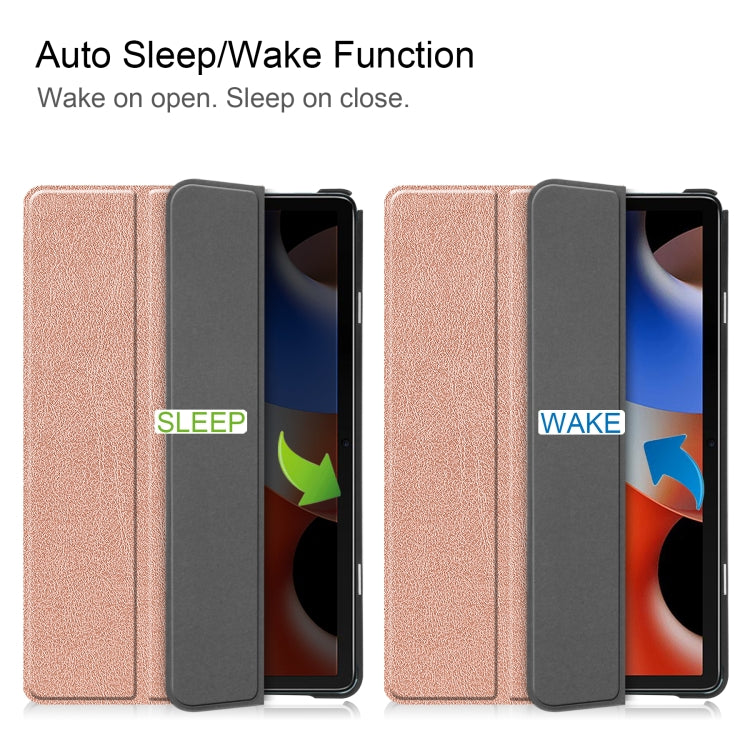 For Blackview Oscal Pad 10 Custer Pure Color 3-Fold Holder Smart Leather Tablet Case(Rose Gold) - Others by PMC TechLife | Online Shopping South Africa | PMC TechLife | Buy Now Pay Later Mobicred