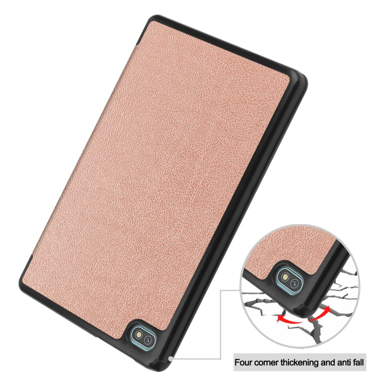 For Blackview Oscal Pad 10 Custer Pure Color 3-Fold Holder Smart Leather Tablet Case(Rose Gold) - Others by PMC TechLife | Online Shopping South Africa | PMC TechLife | Buy Now Pay Later Mobicred