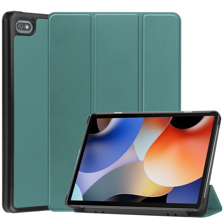 For Blackview Oscal Pad 10 Custer Pure Color 3-Fold Holder Smart Leather Tablet Case(Dark Green) - Others by PMC TechLife | Online Shopping South Africa | PMC TechLife | Buy Now Pay Later Mobicred