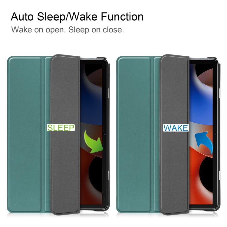 For Blackview Oscal Pad 10 Custer Pure Color 3-Fold Holder Smart Leather Tablet Case(Dark Green) - Others by PMC TechLife | Online Shopping South Africa | PMC TechLife | Buy Now Pay Later Mobicred