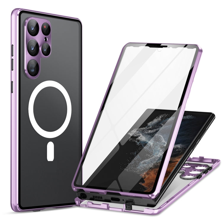 For Samsung Galaxy S21 Ultra 5G HD Full Cover Magsafe Magnetic Metal Tempered Glass Phone Case(Purple) - Galaxy S21 Ultra 5G Cases by PMC TechLife | Online Shopping South Africa | PMC TechLife