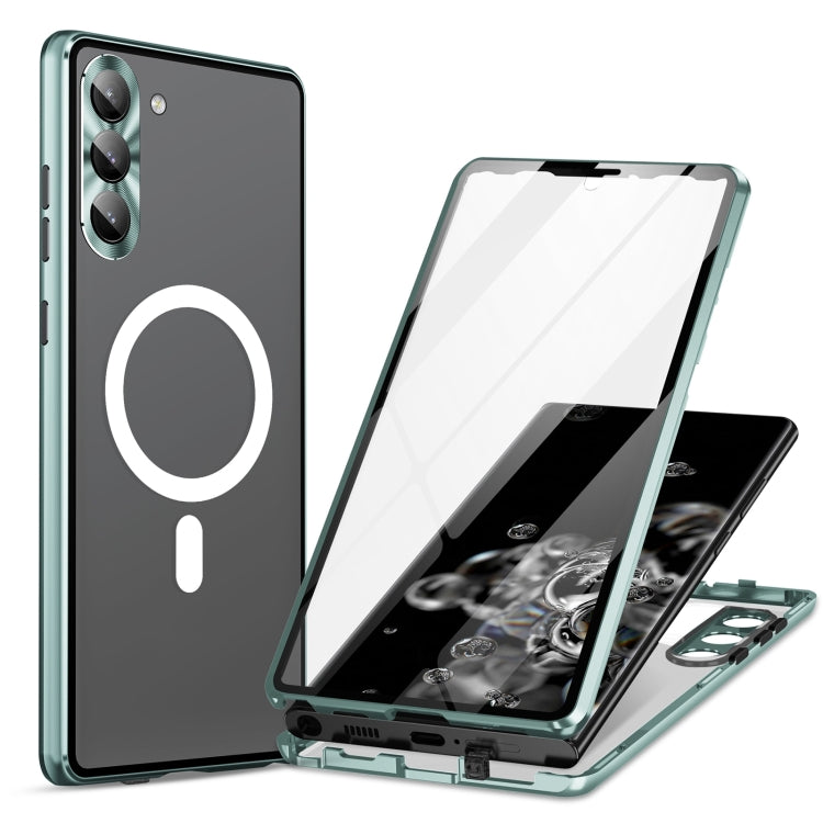 For Samsung Galaxy S22 5G HD Full Cover Magsafe Magnetic Metal Tempered Glass Phone Case(Green) - Galaxy S22 5G Cases by PMC TechLife | Online Shopping South Africa | PMC TechLife