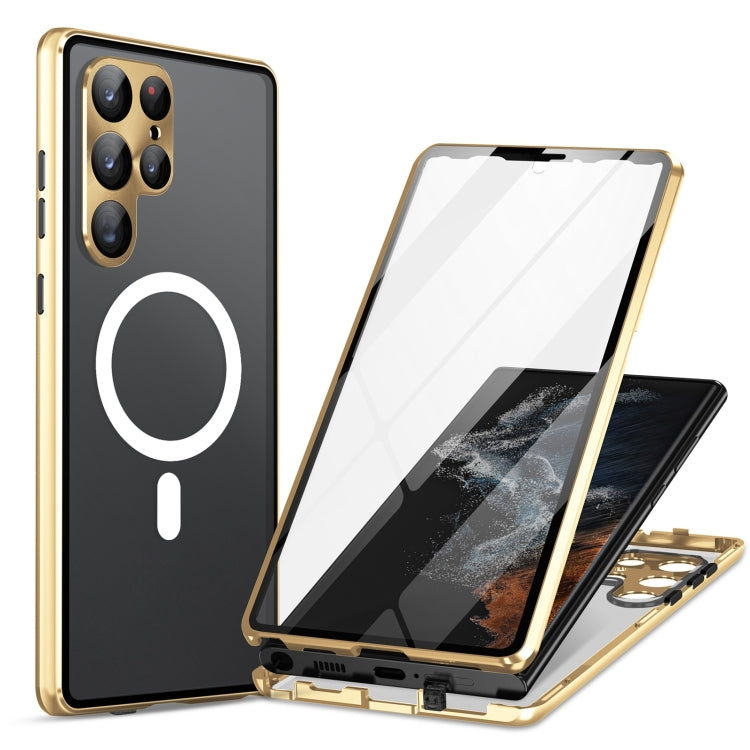 For Samsung Galaxy S24 Ultra 5G HD Full Cover Magsafe Magnetic Metal Tempered Glass Phone Case(Gold) - Galaxy S24 Ultra 5G Cases by PMC TechLife | Online Shopping South Africa | PMC TechLife