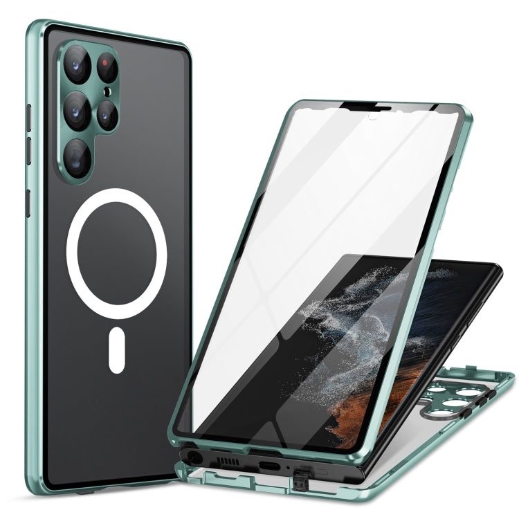 For Samsung Galaxy S24 Ultra 5G HD Full Cover Magsafe Magnetic Metal Tempered Glass Phone Case(Green) - Galaxy S24 Ultra 5G Cases by PMC TechLife | Online Shopping South Africa | PMC TechLife