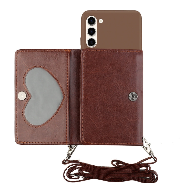 For Samsung Galaxy S23 5G Crossbody Lanyard Wallet Card Bag Phone Case(Brown) - Galaxy S23 5G Cases by PMC TechLife | Online Shopping South Africa | PMC TechLife