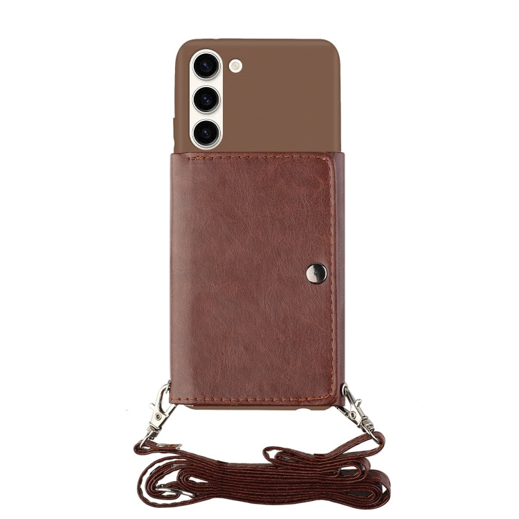 For Samsung Galaxy S23 5G Crossbody Lanyard Wallet Card Bag Phone Case(Brown) - Galaxy S23 5G Cases by PMC TechLife | Online Shopping South Africa | PMC TechLife