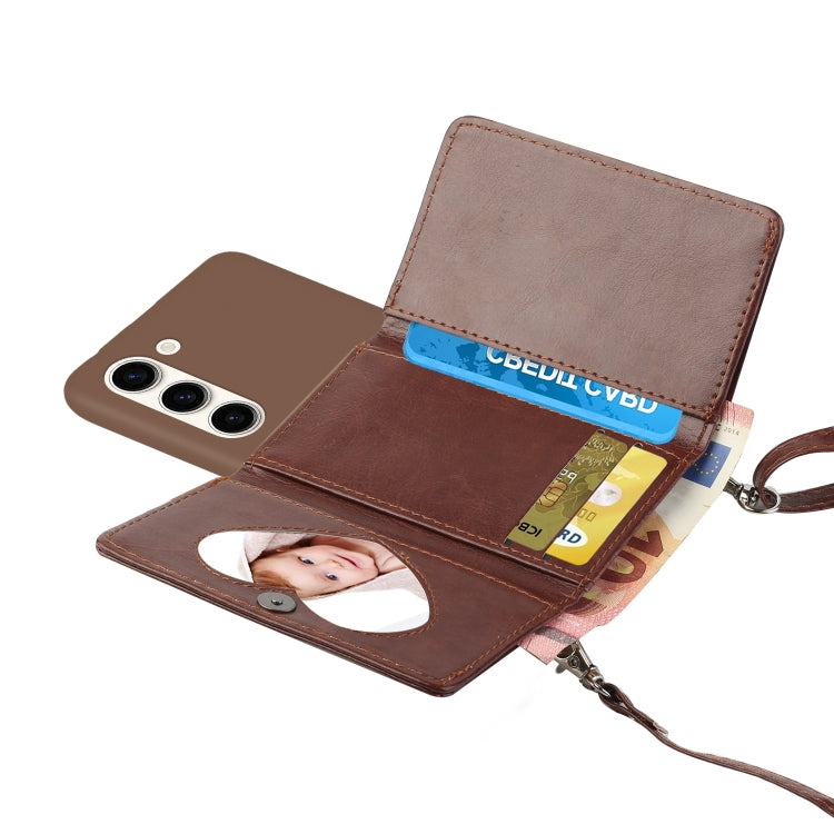 For Samsung Galaxy S23 5G Crossbody Lanyard Wallet Card Bag Phone Case(Brown) - Galaxy S23 5G Cases by PMC TechLife | Online Shopping South Africa | PMC TechLife