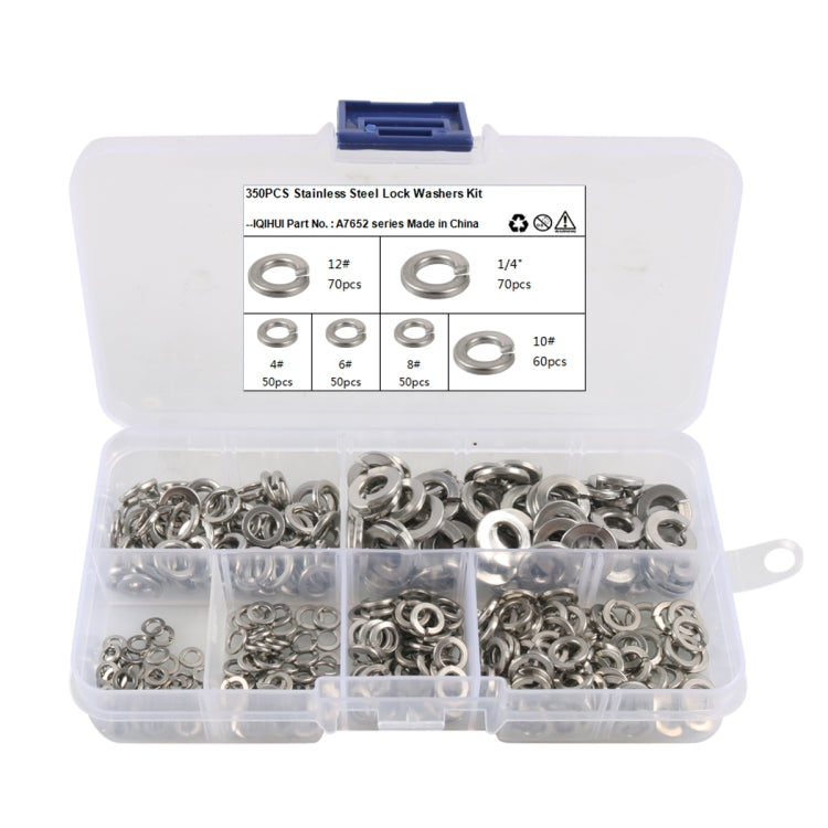 A7652 350 in 1 6 Sizes 304 Stainless Steel Split Lock Spring Washer Kit - Booster Cable & Clip by PMC TechLife | Online Shopping South Africa | PMC TechLife | Buy Now Pay Later Mobicred