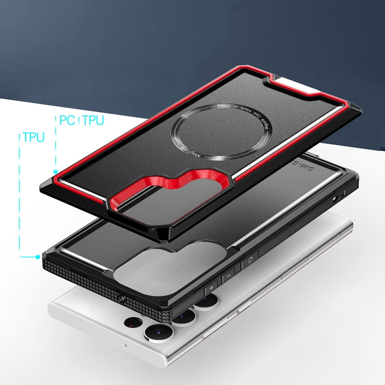 For Samsung Galaxy S23+ 5G Armour Two-color MagSafe Magnetic TPU + PC Phone Case(Red) - Galaxy S23+ 5G Cases by PMC TechLife | Online Shopping South Africa | PMC TechLife