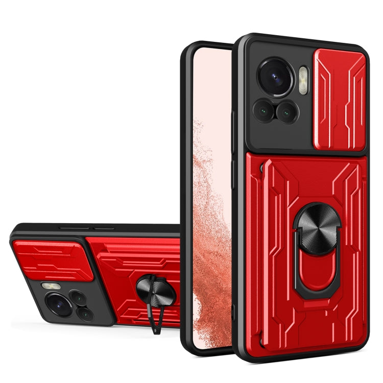 For Motorola Edge 30 Ultra 5G / Moto X30 Pro Sliding Camshield TPU+PC Phone Case with Card Slot(Red) - Motorola Cases by PMC TechLife | Online Shopping South Africa | PMC TechLife