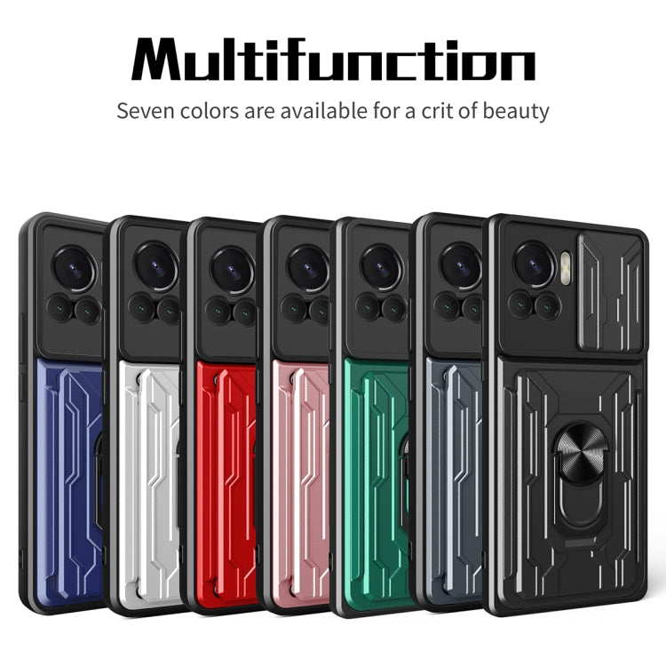 For Motorola Edge 30 Ultra 5G / Moto X30 Pro Sliding Camshield TPU+PC Phone Case with Card Slot(Dark Green) - Motorola Cases by PMC TechLife | Online Shopping South Africa | PMC TechLife