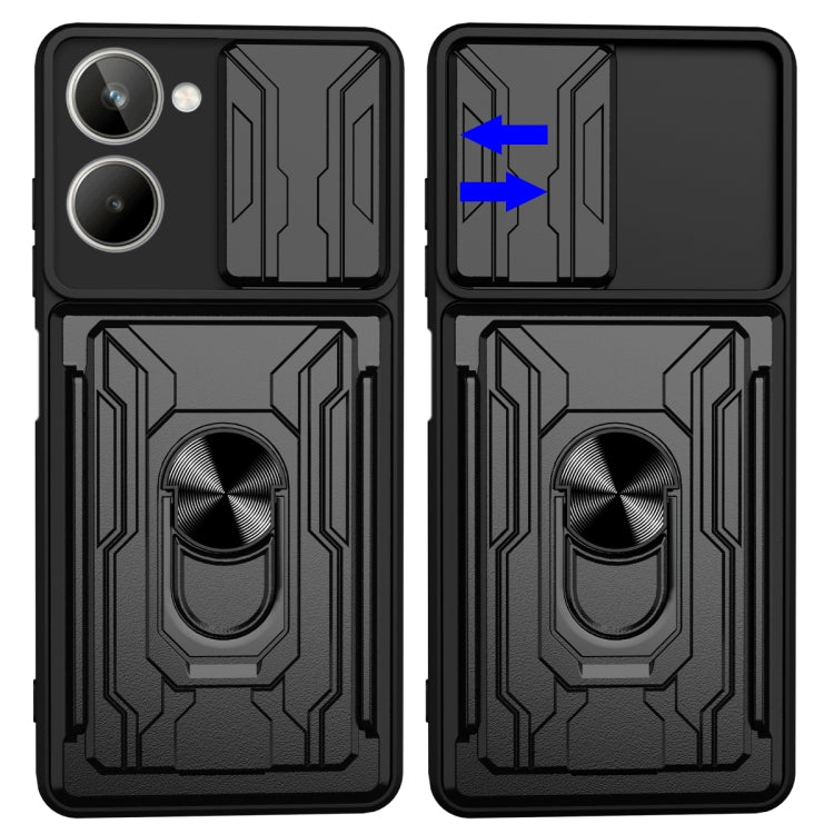 For Realme 10 4G Sliding Camshield TPU+PC Phone Case with Card Slot(Blue) - Realme Cases by PMC TechLife | Online Shopping South Africa | PMC TechLife | Buy Now Pay Later Mobicred
