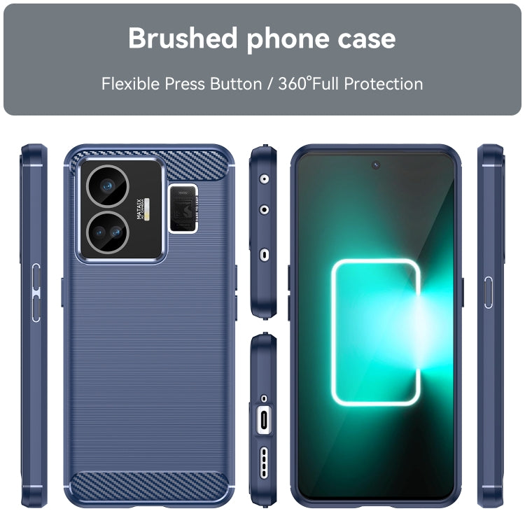 For Realme GT Neo 5 Brushed Texture Carbon Fiber TPU Phone Case(Blue) - Realme Cases by PMC TechLife | Online Shopping South Africa | PMC TechLife | Buy Now Pay Later Mobicred
