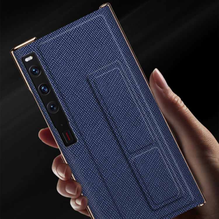 For Huawei Mate Xs 2 Electroplated Cross Pattern Leather All-inclusive Phone Case with Stand(Black Gold) - Huawei Cases by PMC TechLife | Online Shopping South Africa | PMC TechLife | Buy Now Pay Later Mobicred